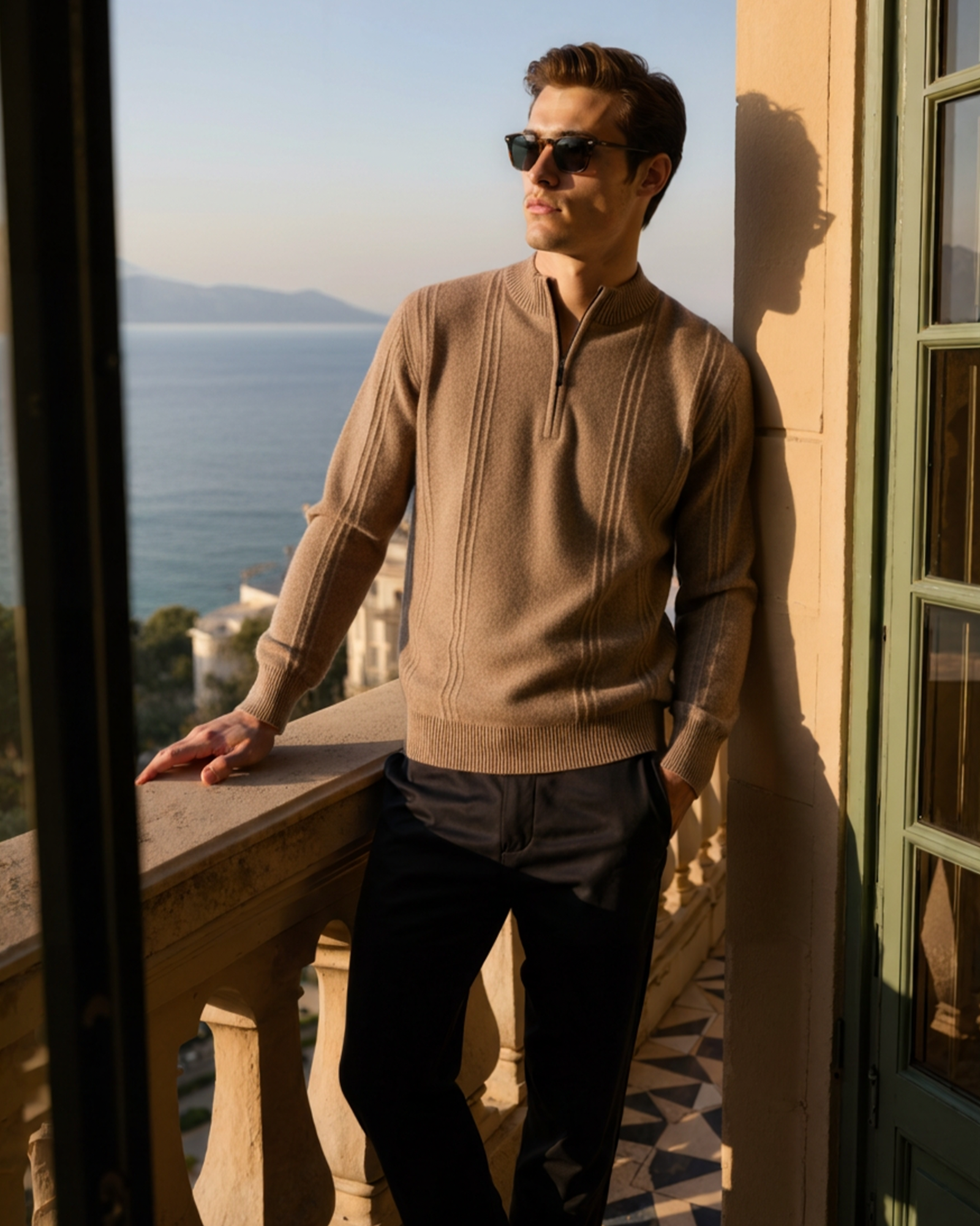 Savile™ | 100% Cashmere Zip Dark Gray