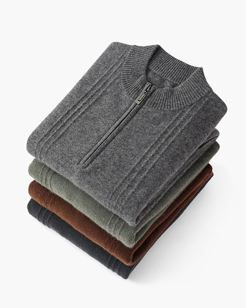Savile™ | 100% Cashmere Zip Dark Gray
