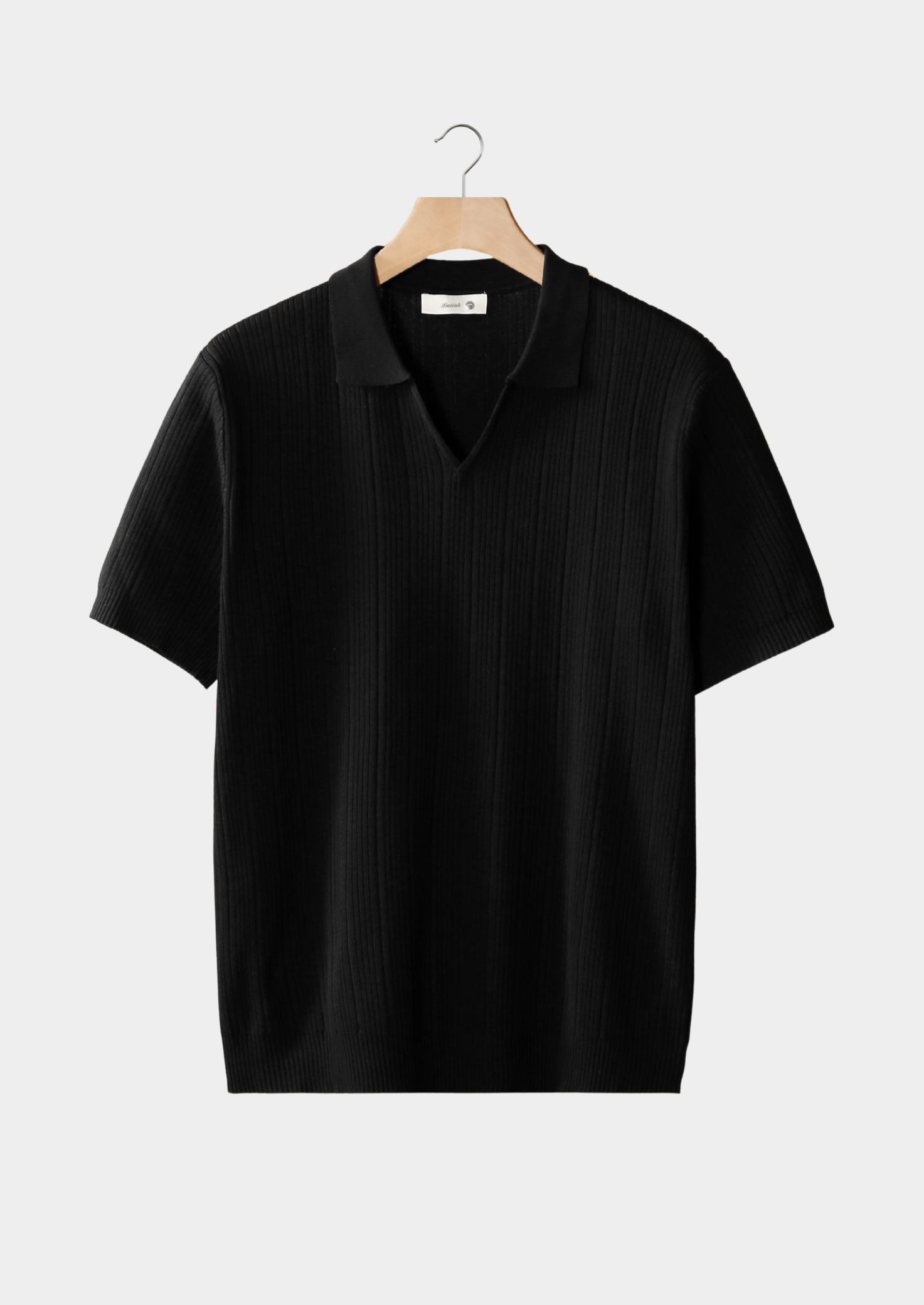 Savile™ | Black Ribbed Buttonless Polo