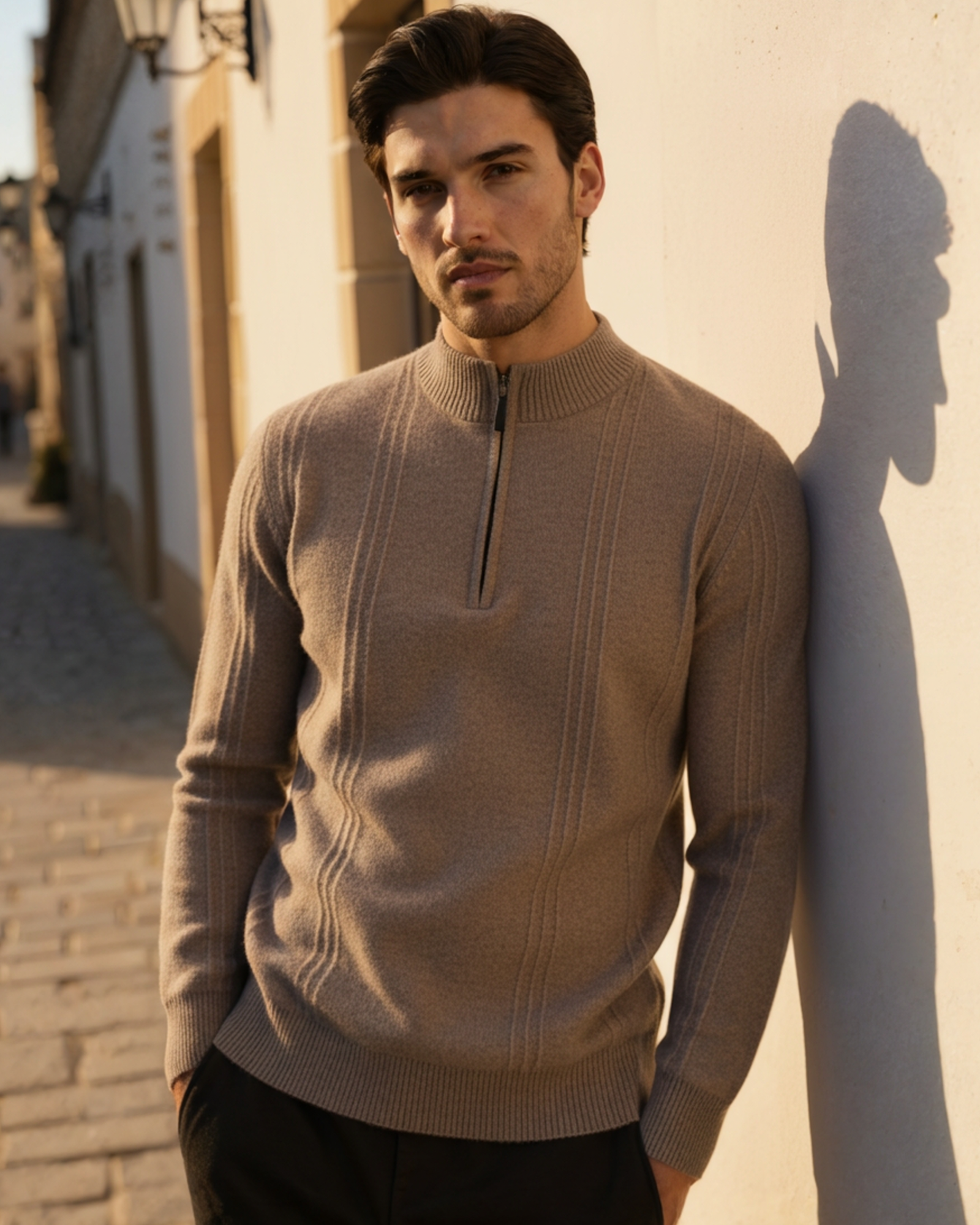 Savile™ | 100% Cashmere Zip Beige