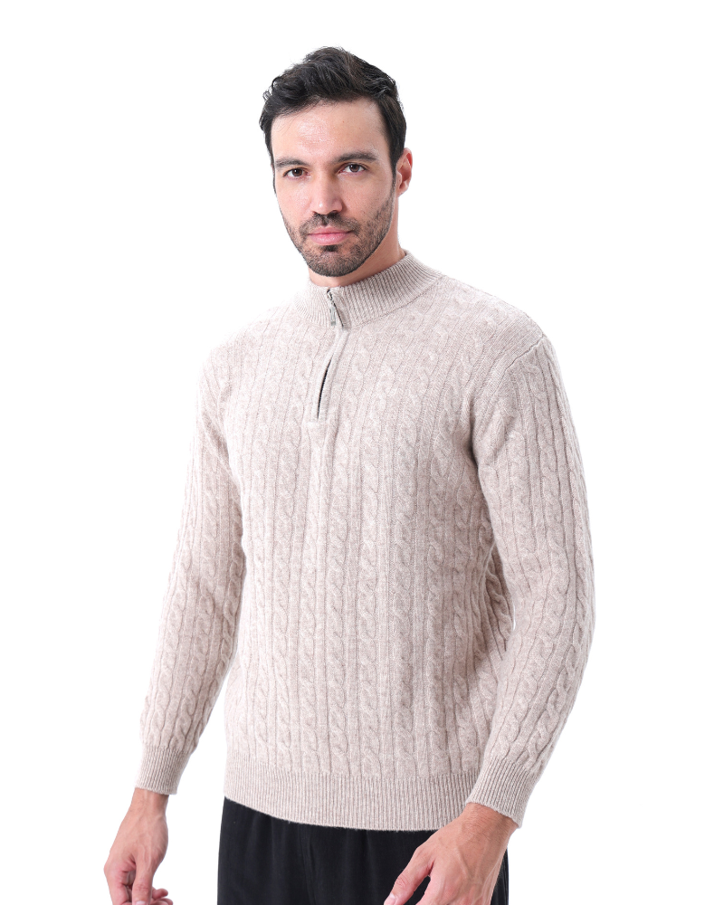 Savile™ | 100% Cashmere Zip Blue