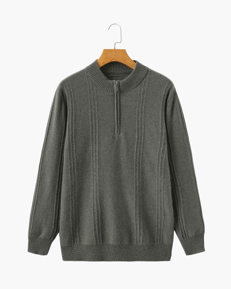 Savile™ | 100% Cashmere Zip Olive
