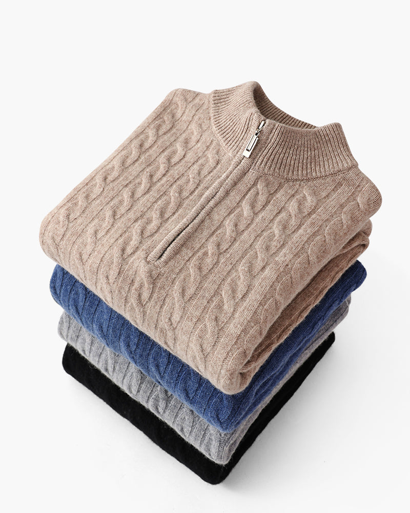 Savile™ | 100% Cashmere Zip Beige