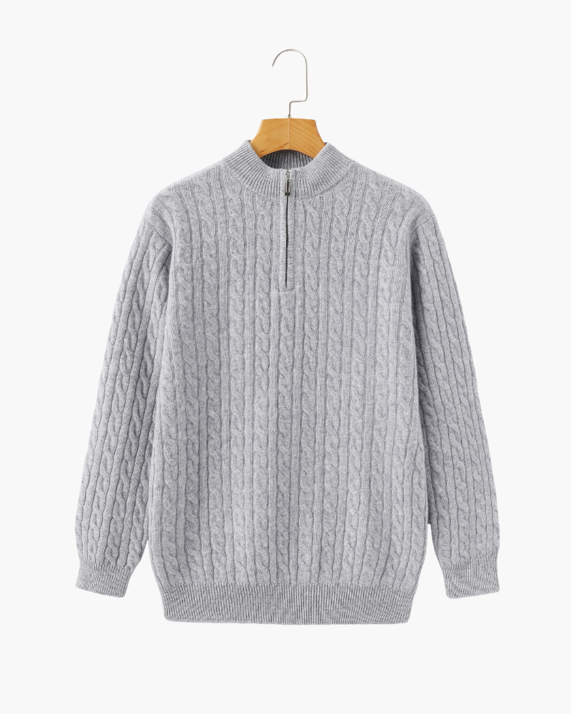 Savile™ | 100% Cashmere Zip Gray
