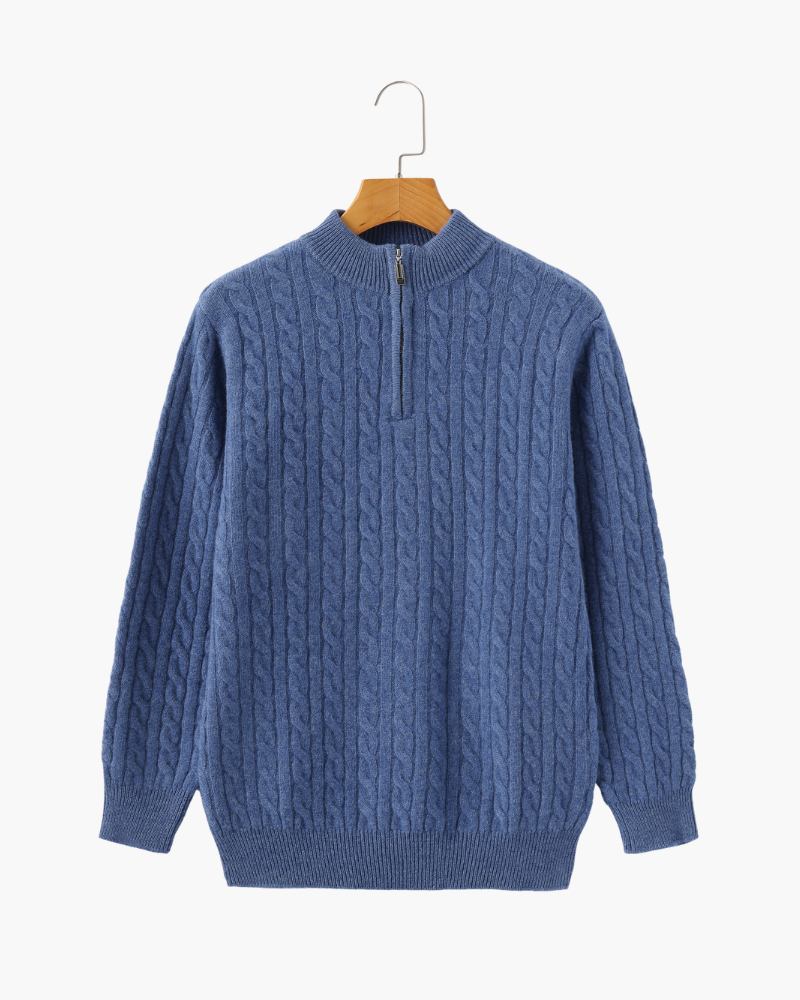 Savile™ | 100% Cashmere Zip Blue