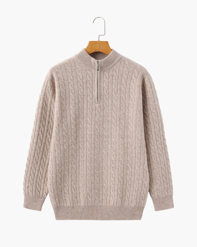 Savile™ | 100% Cashmere Zip Beige