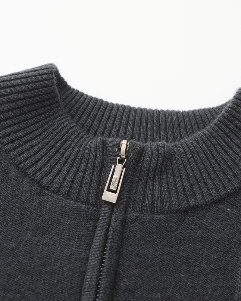 Savile™ | 100% Cashmere Zip Olive