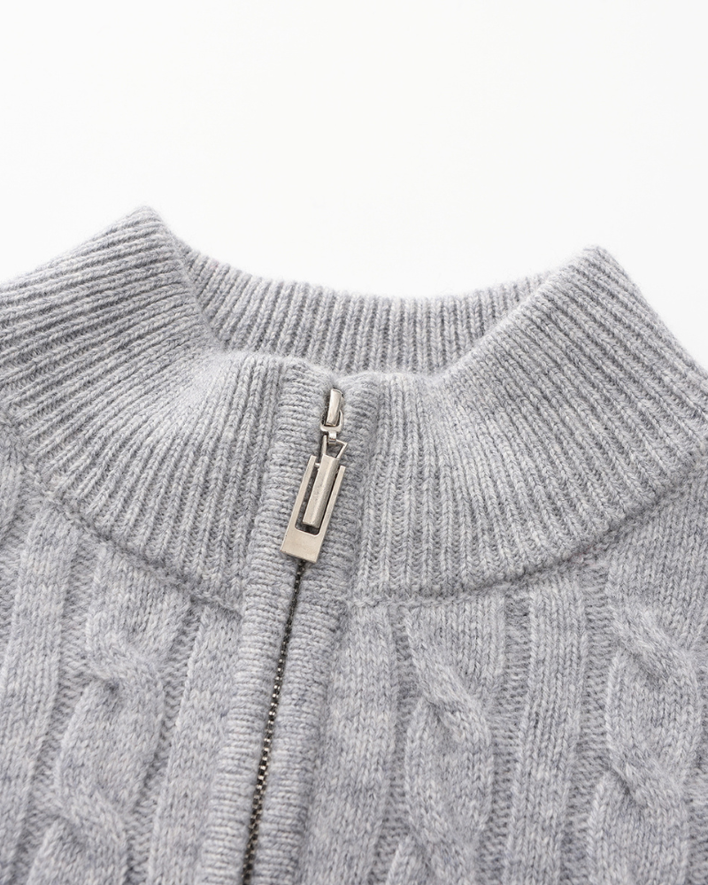 Savile™ | 100% Cashmere Zip Gray