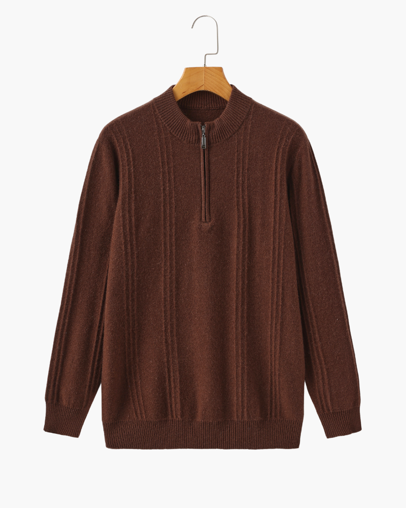 Savile™ | 100% Cashmere Zip Brown