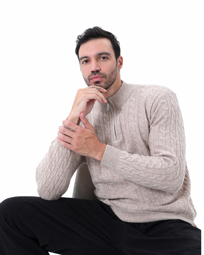 Savile™ | 100% Cashmere Zip Blue