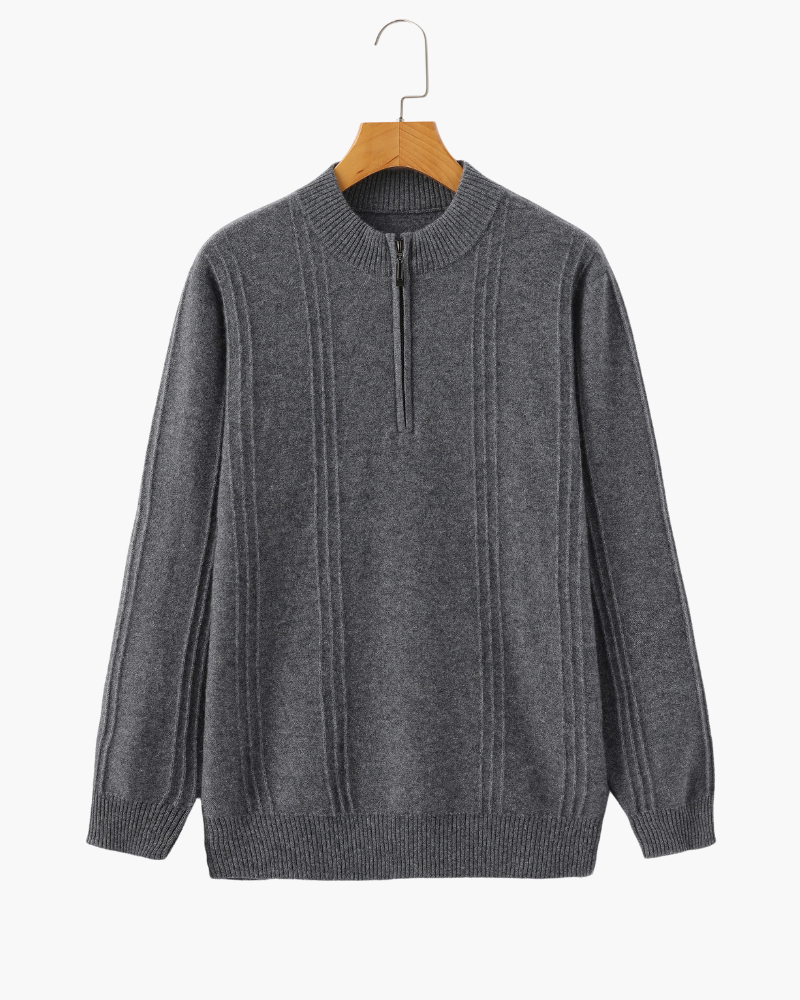 Savile™ | 100% Cashmere Zip Gray