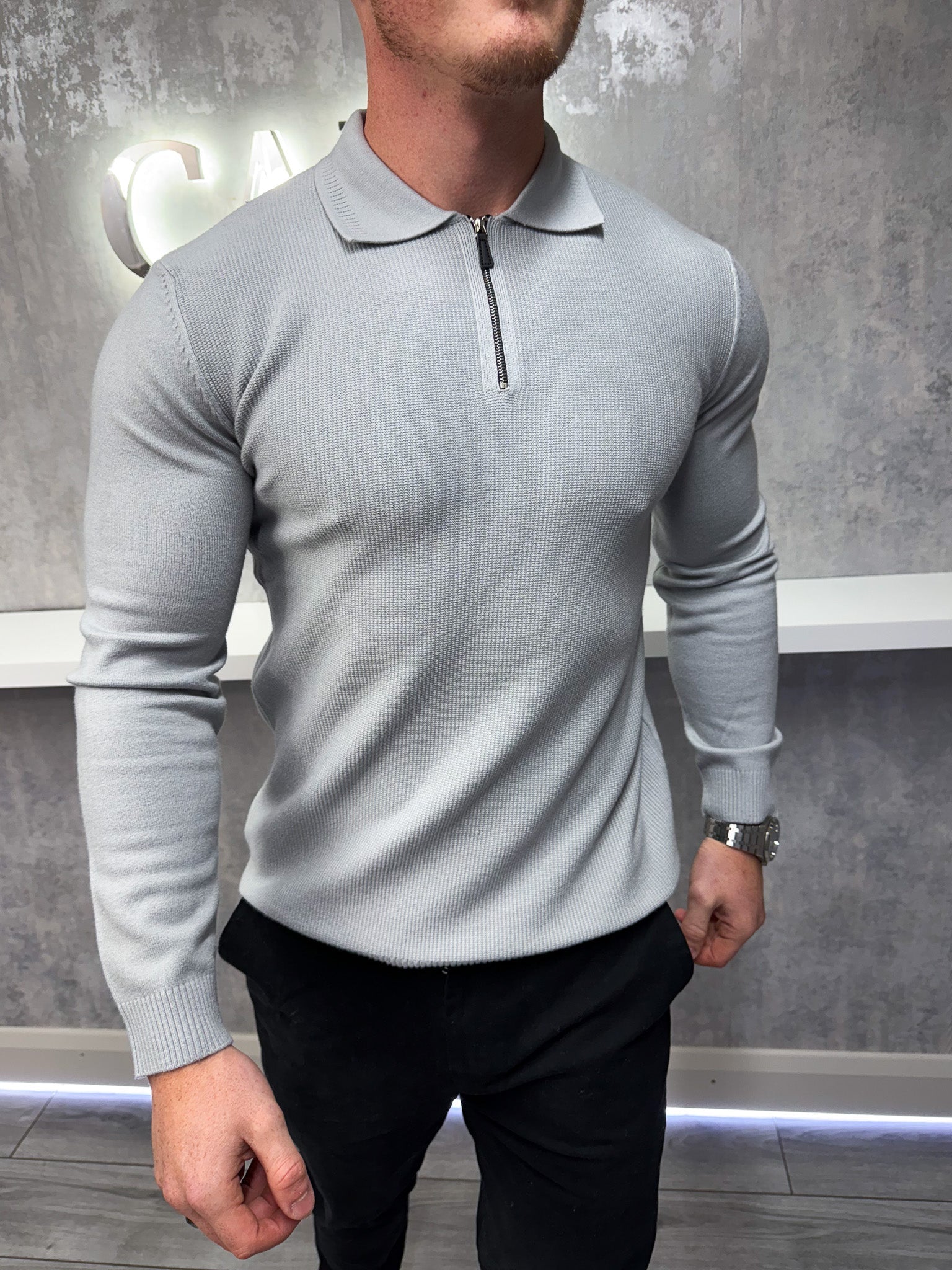 Savile™ | Longsleeve Polo Gray