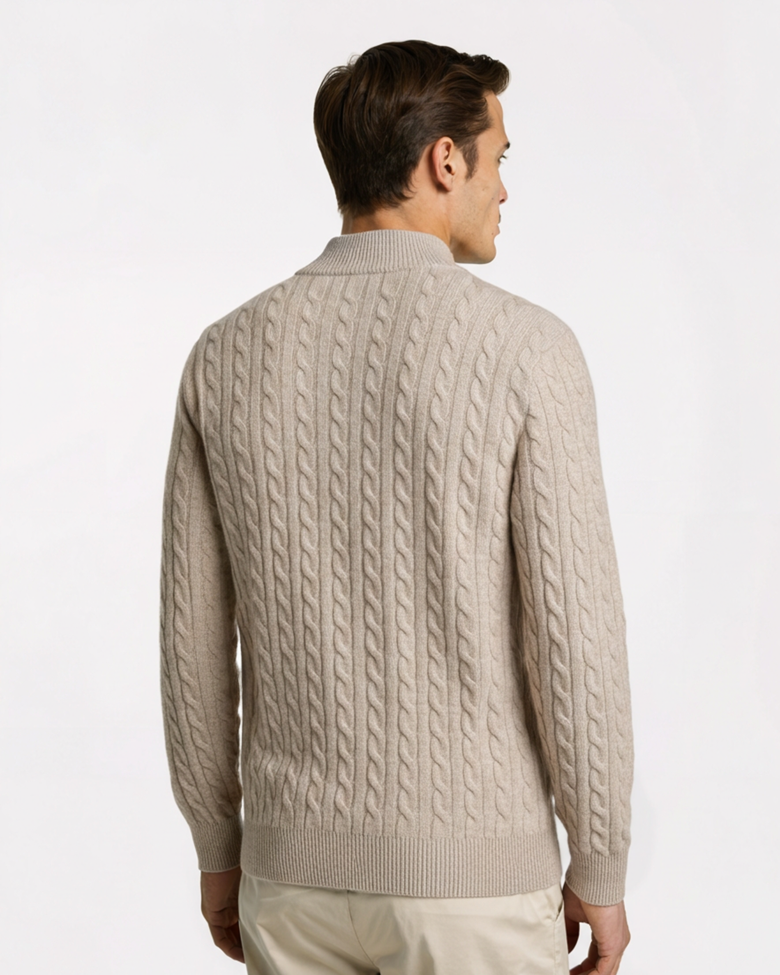 Savile™ | 100% Cashmere Zip Beige